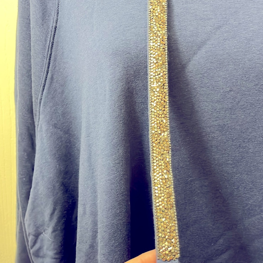 torrid Navy Blue Hooded Sweatshirt with Glitter Drawstrings - Picture 3 of 6
